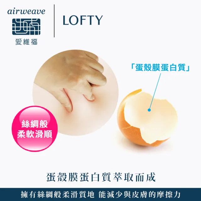 【airweave 愛維福】LOFTY 枕工房 蛋殼膜抱枕 含外罩(百年專業睡枕品牌 100%日本製 孕婦推薦也適合)