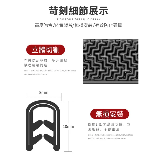 【豪麥源】鋼片防撞條(5米 車載隱形式膠條 車門邊防護條 安全防刮傷 隱藏式U型保護條)