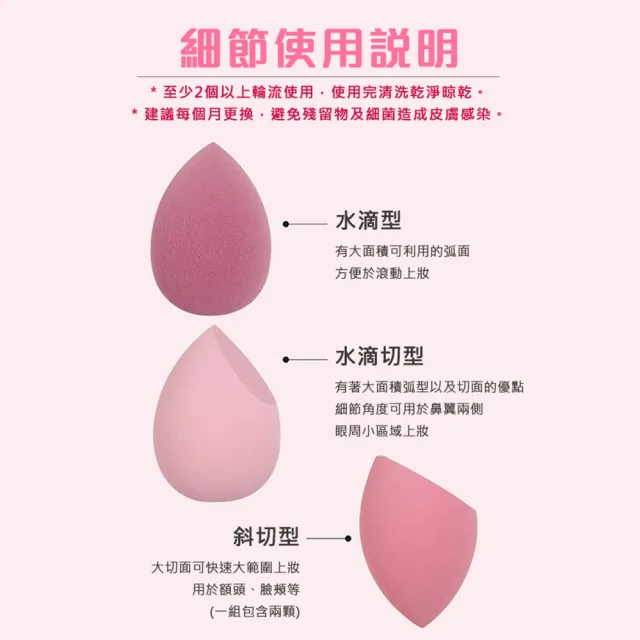 【幸福揚邑】盒裝水滴美妝蛋洗臉卸妝海綿乾濕兩用化妝粉撲(3款4個)
