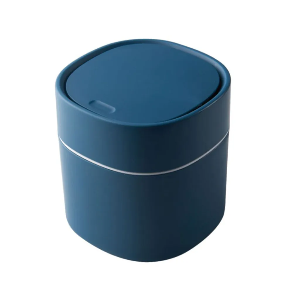 按壓式彈蓋桌面垃圾桶10L以下-簡約北歐藏青色(桌面 收納 垃圾桶 簡約 北歐風)