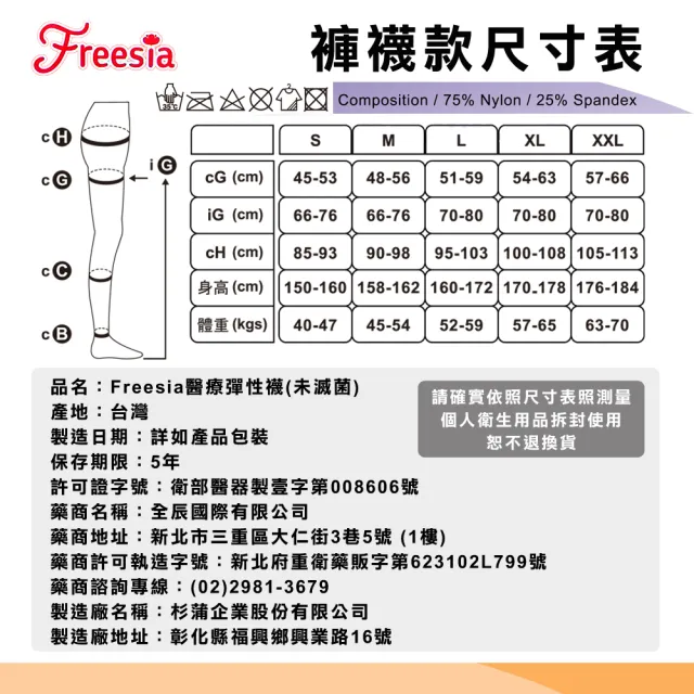 【Freesia】醫療彈性襪超薄型-褲襪壓力襪(2雙組-醫療襪/靜脈曲張襪)