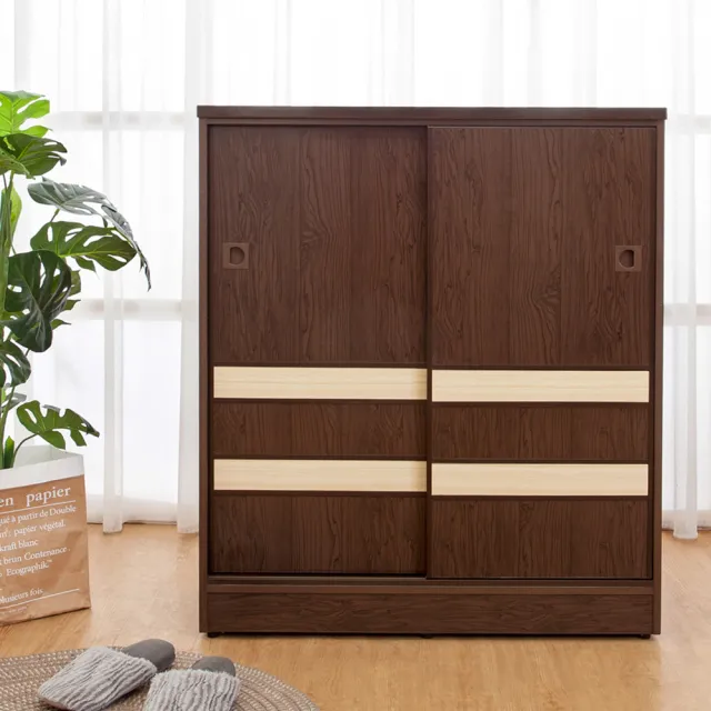 【南亞塑鋼】MIT台灣製 | 2.9尺拼接飾條二推/拉門防水塑鋼鞋櫃(胡桃色+白橡色)