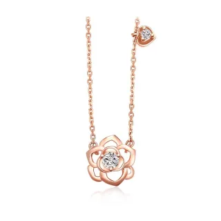 【周大福】愛在心弦系列 鏤空花形18K玫瑰金鑽石項鍊