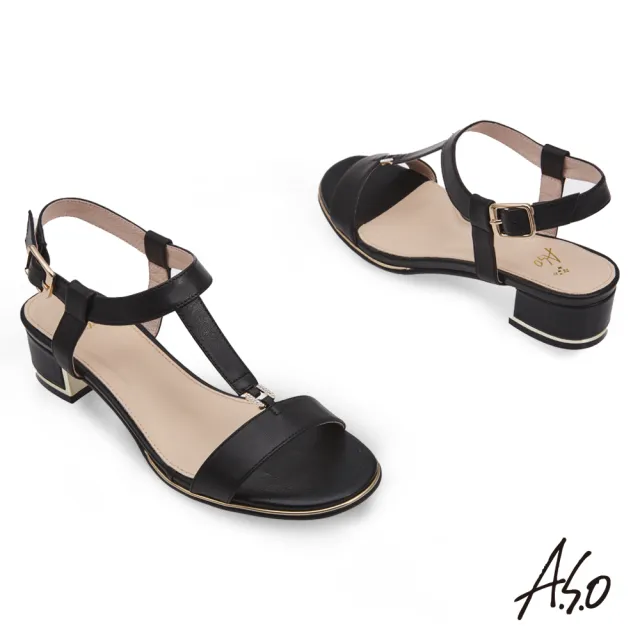 【A.S.O 阿瘦集團】健步美型時尚簡約鑽釦涼鞋(黑)