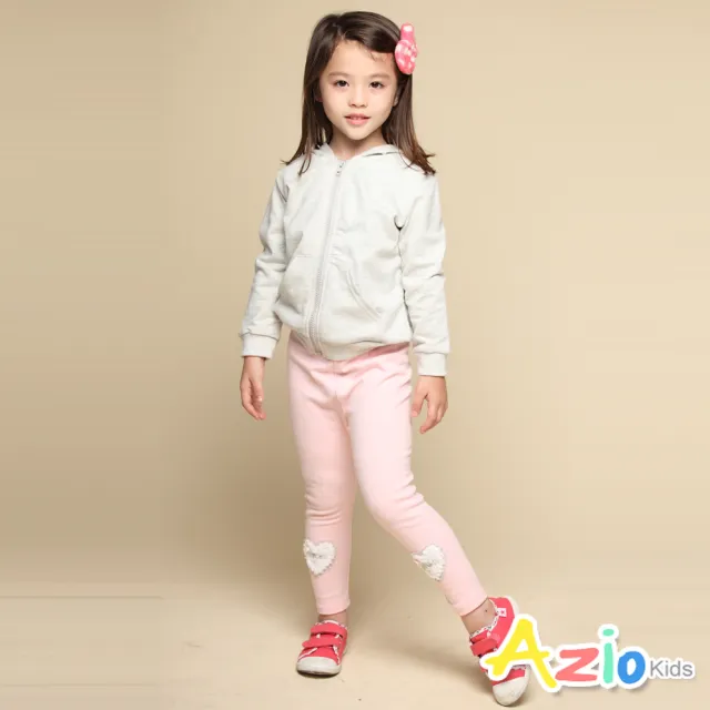 【Azio Kids 美國派】女童 長褲 愛心蕾絲內搭長褲(粉)