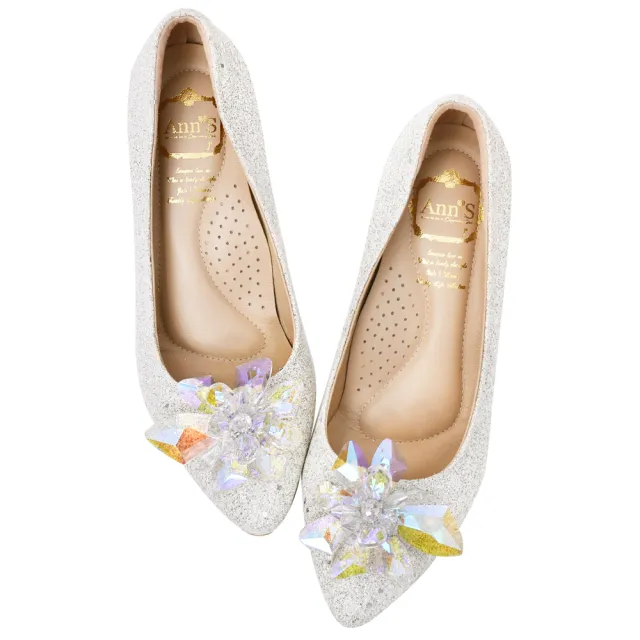 【Ann’S】冰雪奇緣2.0-質感立體冰鑽電鍍鞋跟尖頭高跟婚鞋7.5cm(銀)