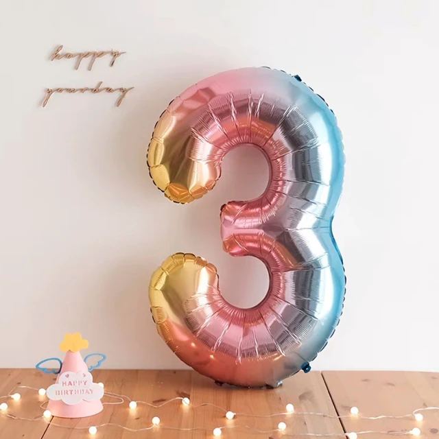 夢幻馬卡龍漸層40寸數字氣球1個-數字任選(生日派對 求婚告白 畢業跨年 週年紀念 寶寶周歲 布置)