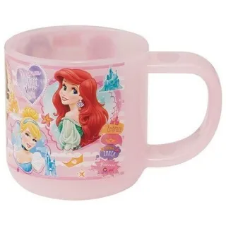 【小禮堂】Disney 迪士尼 公主 日本製單耳塑膠小水杯《粉.框框角色》180ml.漱口杯.塑膠杯