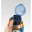 【小禮堂】恐龍 透明直飲式水壺附背帶 塑膠水瓶 兒童水壺 480ml 《藍 火山》