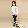 【Azio Kids 美國派】女童 長褲 兔子蝴蝶結貼布素色內搭長褲(藍)