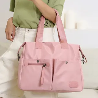 【Acorn 橡果】韓系大容量防水包斜背包側肩包手提包托特包購物包6560(粉色)