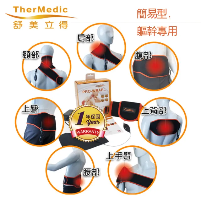 【TherMedic 舒美立得】簡便型熱敷護具 驅幹專用 PW140L(適用部位：肩、腰、背、腿)