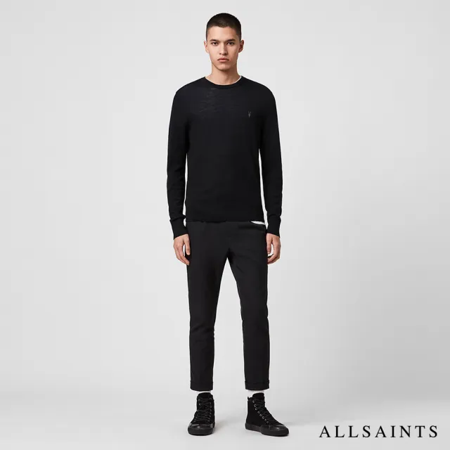 【ALLSAINTS】MODE MERINO 公羊頭骨刺繡修身純羊毛針織上衣-黑 MK129D