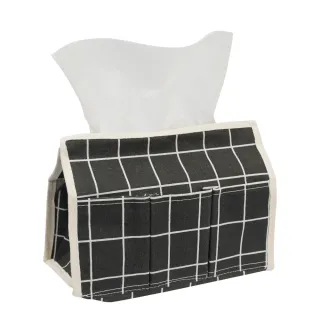 日式棉麻面紙盒-黑格