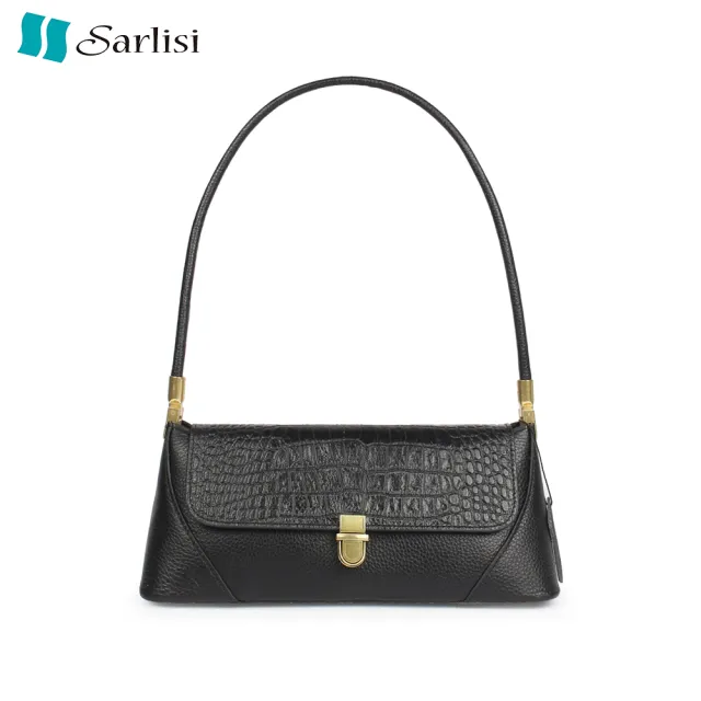 【Sarlisi】新款牛皮女包真皮包包 腋下包包高級感小眾單肩包法棍包