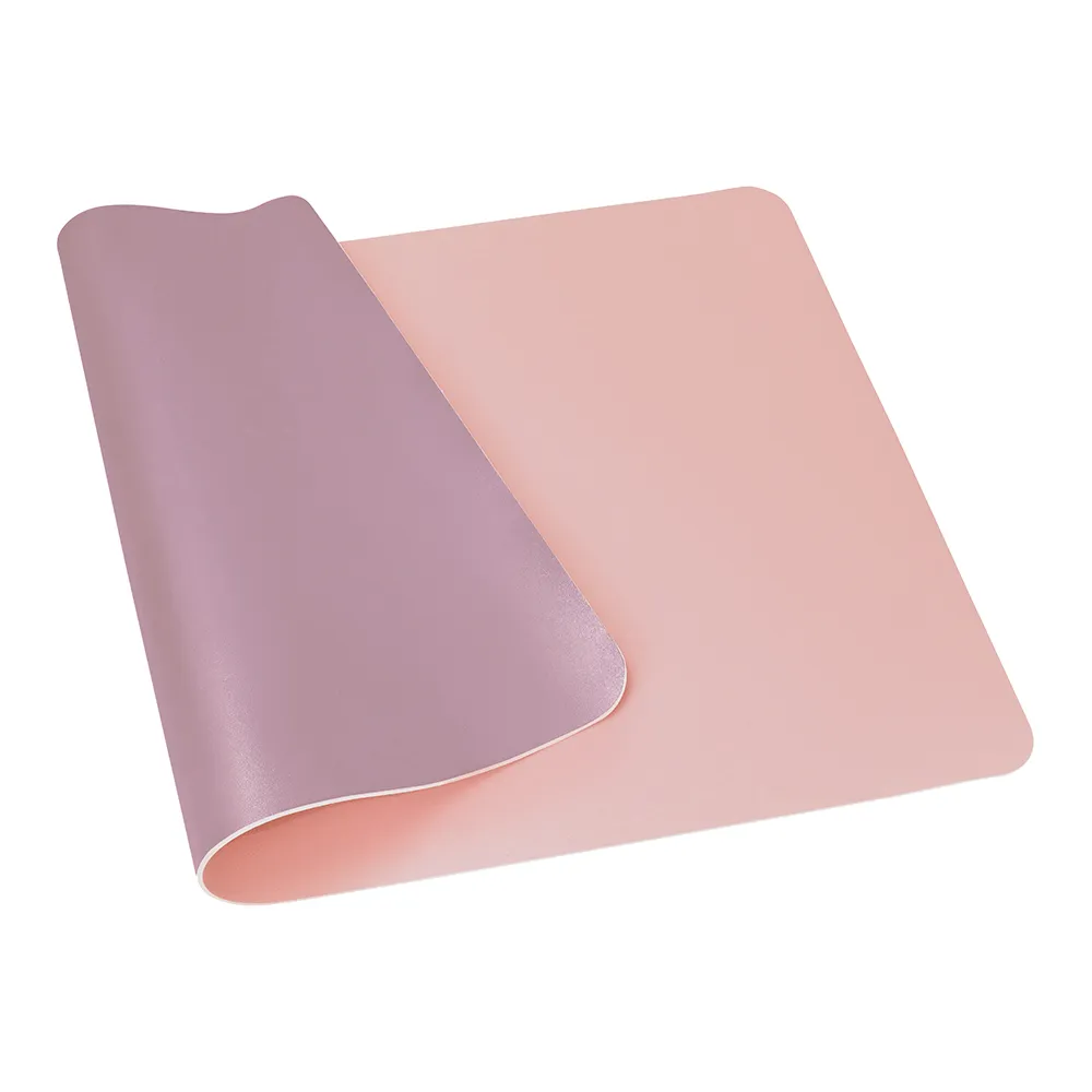 【ABEL 力大牌】雙色PU皮質桌墊 櫻粉+槿紫(PU材質 雙面雙色)