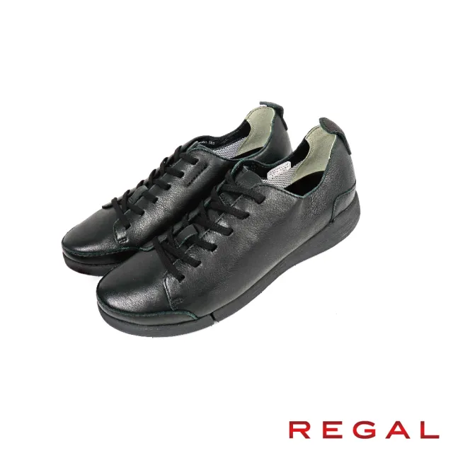 【NAGASHIRO永城皮鞋】REGAL日本真皮素面綁帶休閒鞋 黑色(F70L-BL)