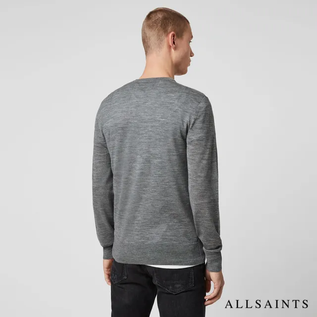 【ALLSAINTS】MODE MERINO 公羊頭骨刺繡修身純羊毛針織上衣-灰 MK129D