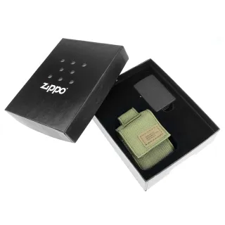 【Zippo】美系~MOLLE保護套+黑裂紋烤漆打火機禮盒套組
