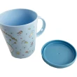 【小禮堂】哆啦A夢 日本製 單耳塑膠杯 附蓋 兒童水杯 漱口杯 小水杯 260ml 《藍 眨眼》