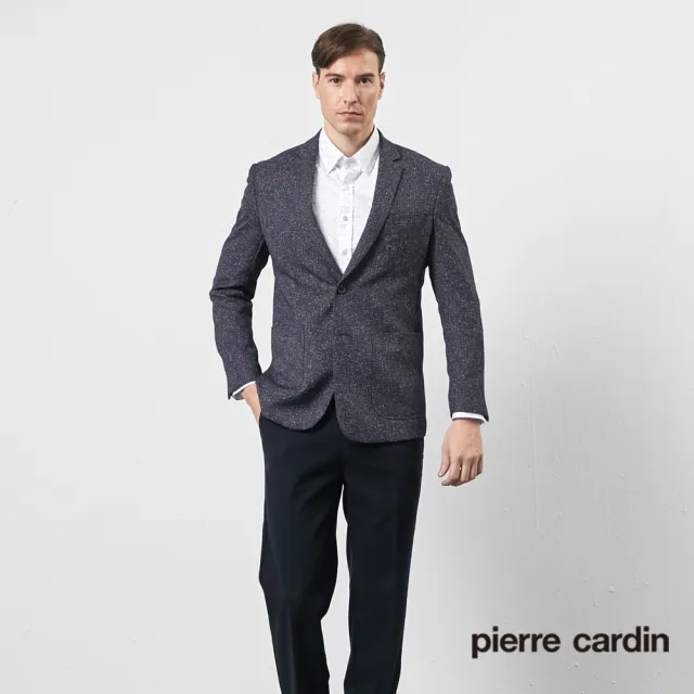 【pierre cardin 皮爾卡登】商務休閒 男款 時尚簡潔休閒西裝外套-深藍色(5205571-39)