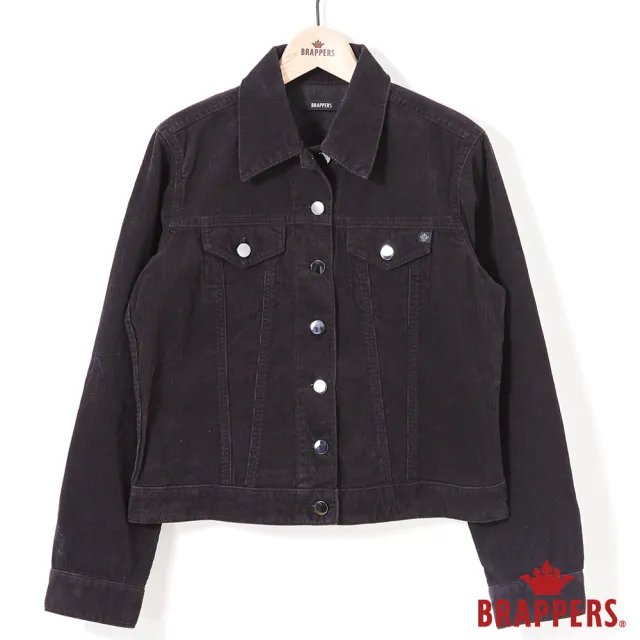 【BRAPPERS】女款 BOY FRINED外套系列-中寬版條絨外套(黑)