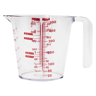 【料理用具】優質三種刻度樹脂量杯-500ml(耐熱 調藥杯 刻度杯 透明量杯 塑膠 烘焙用具)