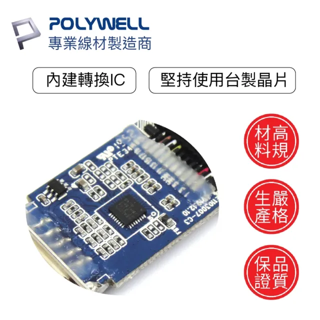 【POLYWELL】DP轉HDMI 訊號轉換器 公對母 主動式 4K60Hz(台製晶片 訊號穩定 適配性高)