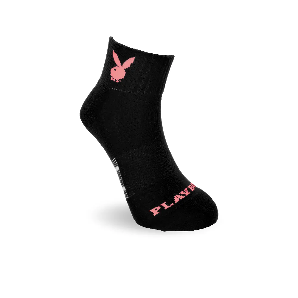 【PLAYBOY】網狀透氣女運動短襪-黑(運動襪/女襪/氣墊襪/慢跑襪/短襪)