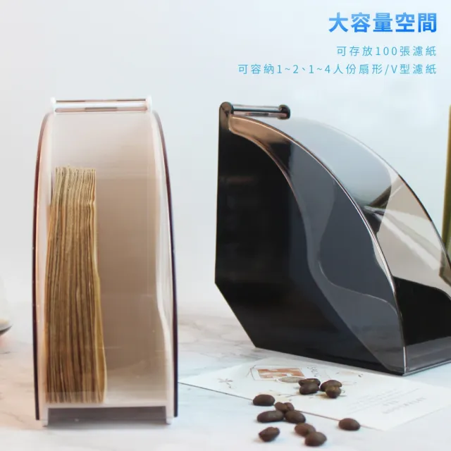 【咖啡美學】防塵防潮咖啡濾紙收納盒(可放100張 大容量 紙巾架 咖啡用品 過濾紙 扇形濾紙 紙巾盒 濾紙架)