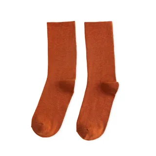復古質感襪 中筒襪 襪子 長襪 女襪 少女襪 學生襪 堆堆襪 素色 - 3雙入(焦糖橘)