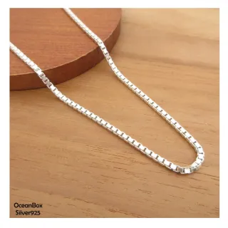 【海洋盒子】2mm寬。立體方格盒子925純銀項鍊.素銀鍊子(925純銀中長項鍊.男女皆可)