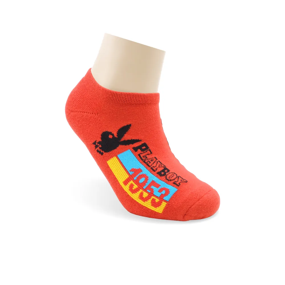 【PLAYBOY】競速兔氣墊隱形運動襪-紅(運動襪/男襪/氣墊襪/慢跑襪/隱形襪)