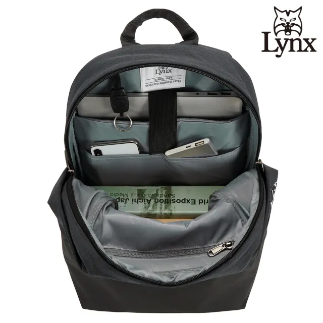 【Lynx】美國山貓極簡休閒防潑水布包後背包(深藍色)