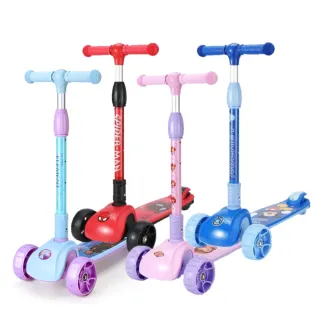 【Disney 迪士尼】兒童三輪折疊滑板車(冰雪奇緣 米奇 蜘蛛人 蘇菲亞)