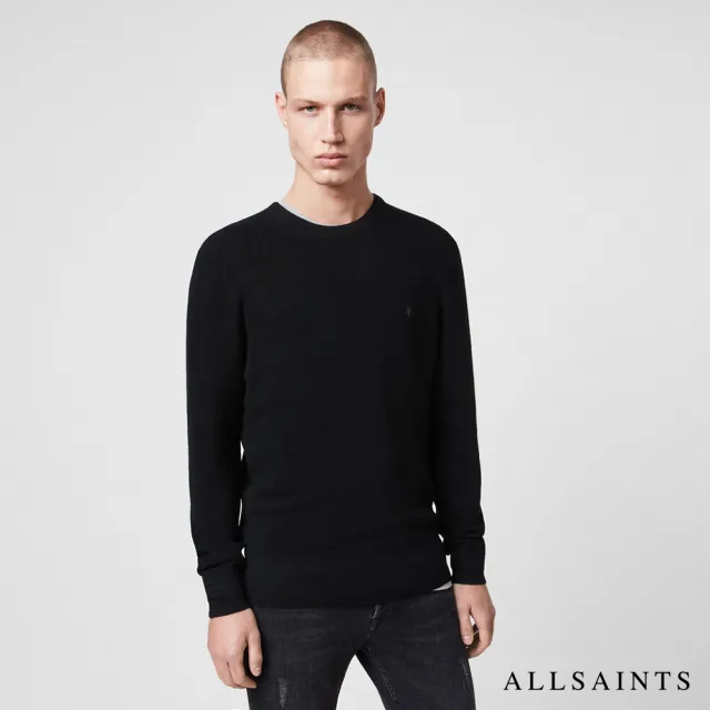 【ALLSAINTS】IVAR MERINO 公羊頭骨刺繡美麗諾羊毛針織上衣-黑 MK034P