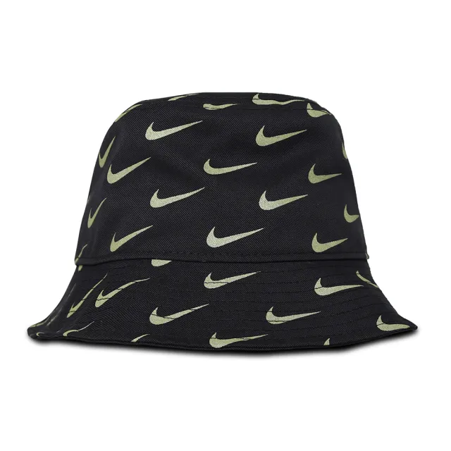 【NIKE 耐吉】漁夫帽 Kids Bucket Hat 童款 遮陽帽 外出 小朋友 滿版勾勾 黑 綠(DC4054-010)