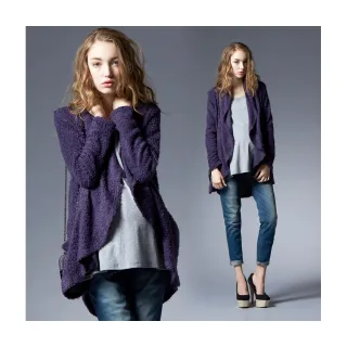 【Gennies 奇妮】寬鬆外套式假兩件長版上衣(紫C3A04)