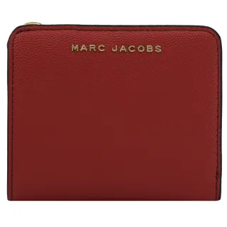 【MARC JACOBS 馬克賈伯】經典金屬LOGO素雅防刮扣式零錢短夾(紅)