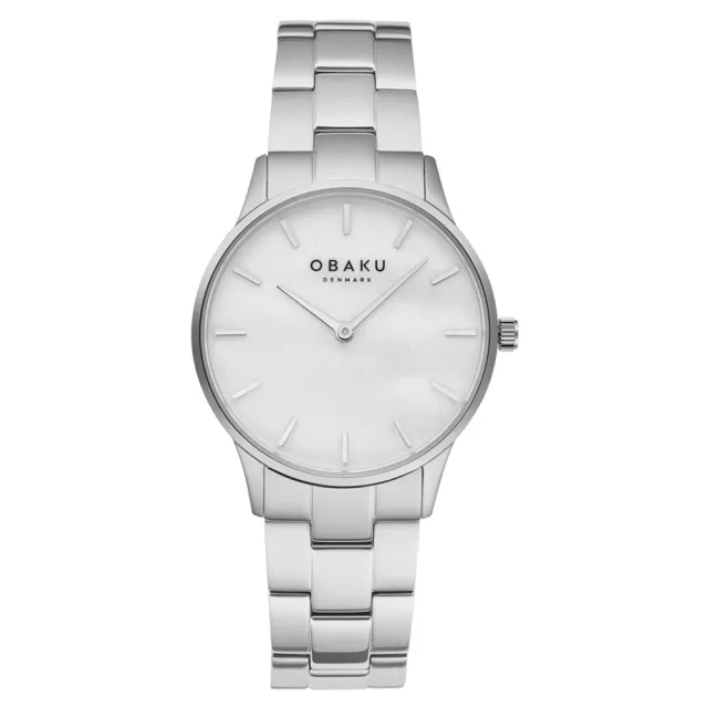 【OBAKU】都會知性貝殼時尚腕錶-銀X白(V247LXCWSC)