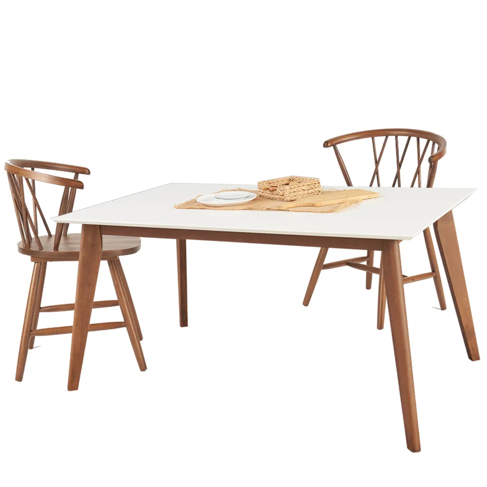 【品愛生活】純粹白時尚設計實木5尺餐桌椅150CM(一桌四椅)
