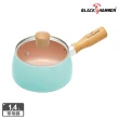【BLACK HAMMER】粉彩陶瓷不沾單柄湯鍋 1400ml-二入組(附玻璃鍋蓋)