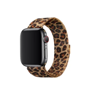 【DAYA】Apple Watch 1-9代/SE/Ultra 42/44/45/49mm 豹紋米蘭尼斯磁吸錶帶
