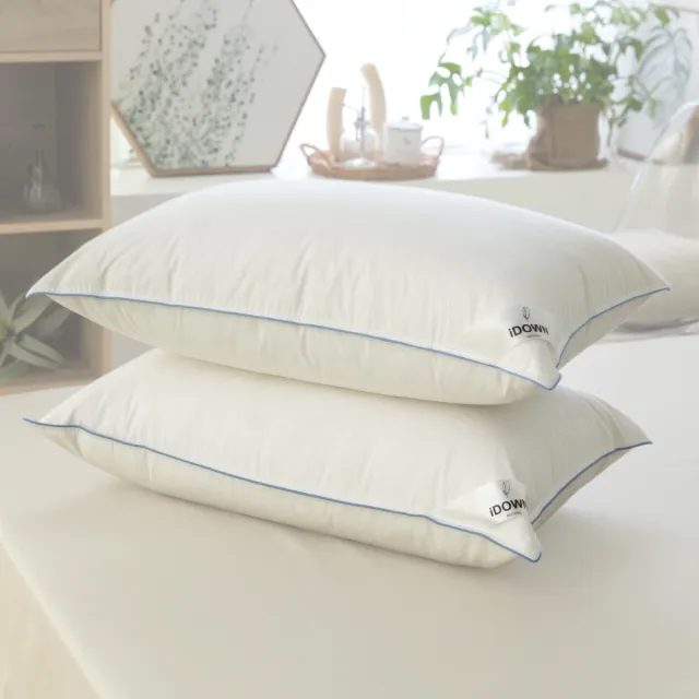 【iDOWN BEDDING】滾邊舒眠羽絨枕 1 入組(睡感不要太軟、不要太硬 - 軟硬適中)