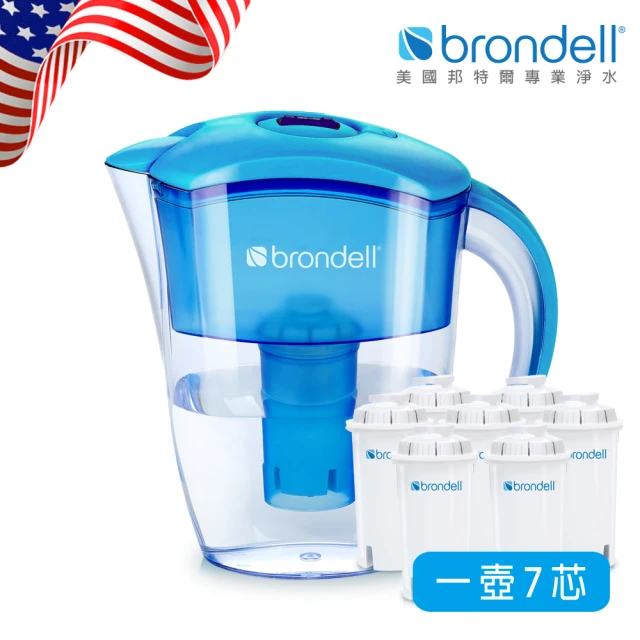 【Brondell】美國邦特爾極淨藍濾水壺+7入芯