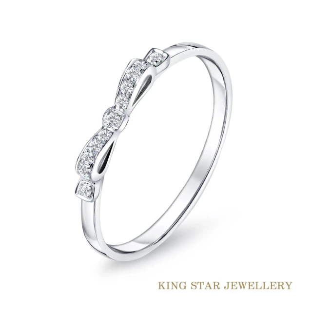 【King Star】立體蝴蝶結18K金鑽石戒指(嚴選無色等級美鑽)