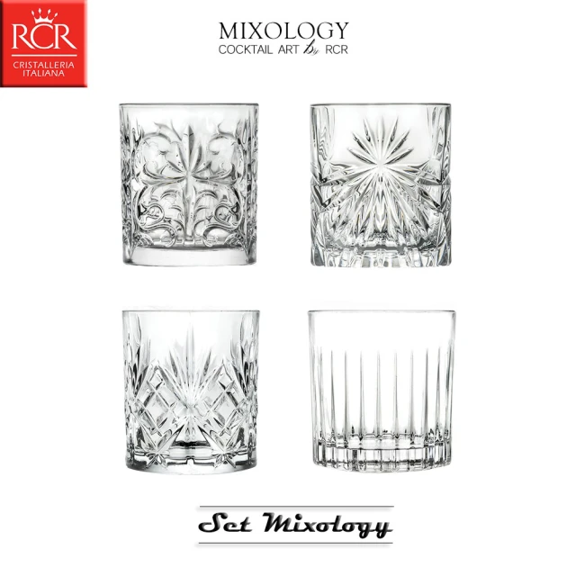 【義大利RCR】MIXOLOGY SET 經典酒杯4件組(威士忌杯/烈酒杯/飲料杯)