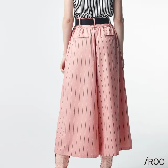 【iROO】條紋寬褲裙
