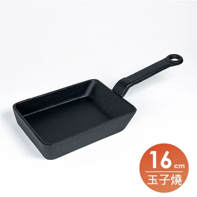 【福介商店】南部鐵器 鳳文堂 玉子燒鑄鐵鍋-16cm(IH爐可用鍋 單柄小煎鍋 長柄小方鍋 平底鍋)