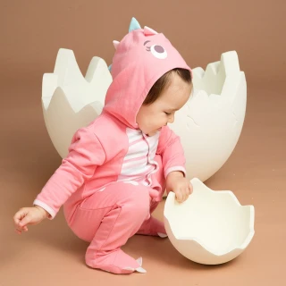 【奇哥官方旗艦】Chic a Bon 小恐龍造型連帽兔裝-粉(3-18個月)